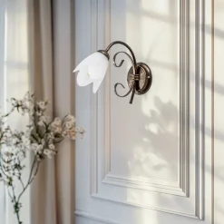 Wandlamp Odino, 1-lamp, bronskleurig, metaal, glas