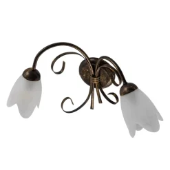 Wandlamp Odino, 2-lamps, bronskleurig, metaal, glas