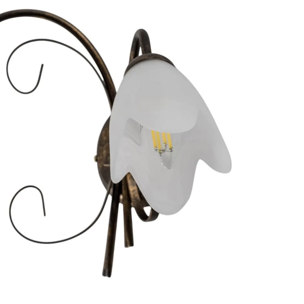 Wandlamp Odino, 2-lamps, bronskleurig, metaal, glas