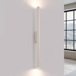 Wandlamp Pastelo, beige, hoogte 20 cm, staal, 2-lamps.