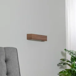 Wandlamp Platani, walnoothout, breedte 42 cm, up/down