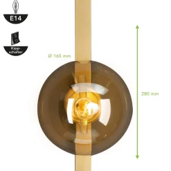 Wandlamp Pluto 1-lamp, goud
