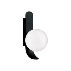 Wandlamp Polina, bolkap van glas, zwart