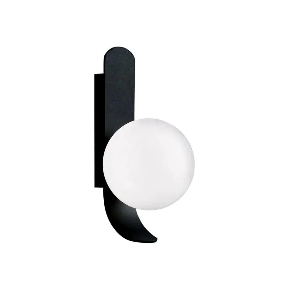 Wandlamp Polina, bolkap van glas, zwart