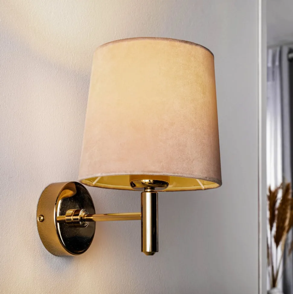 Wandlamp Polo, beige/messing donker