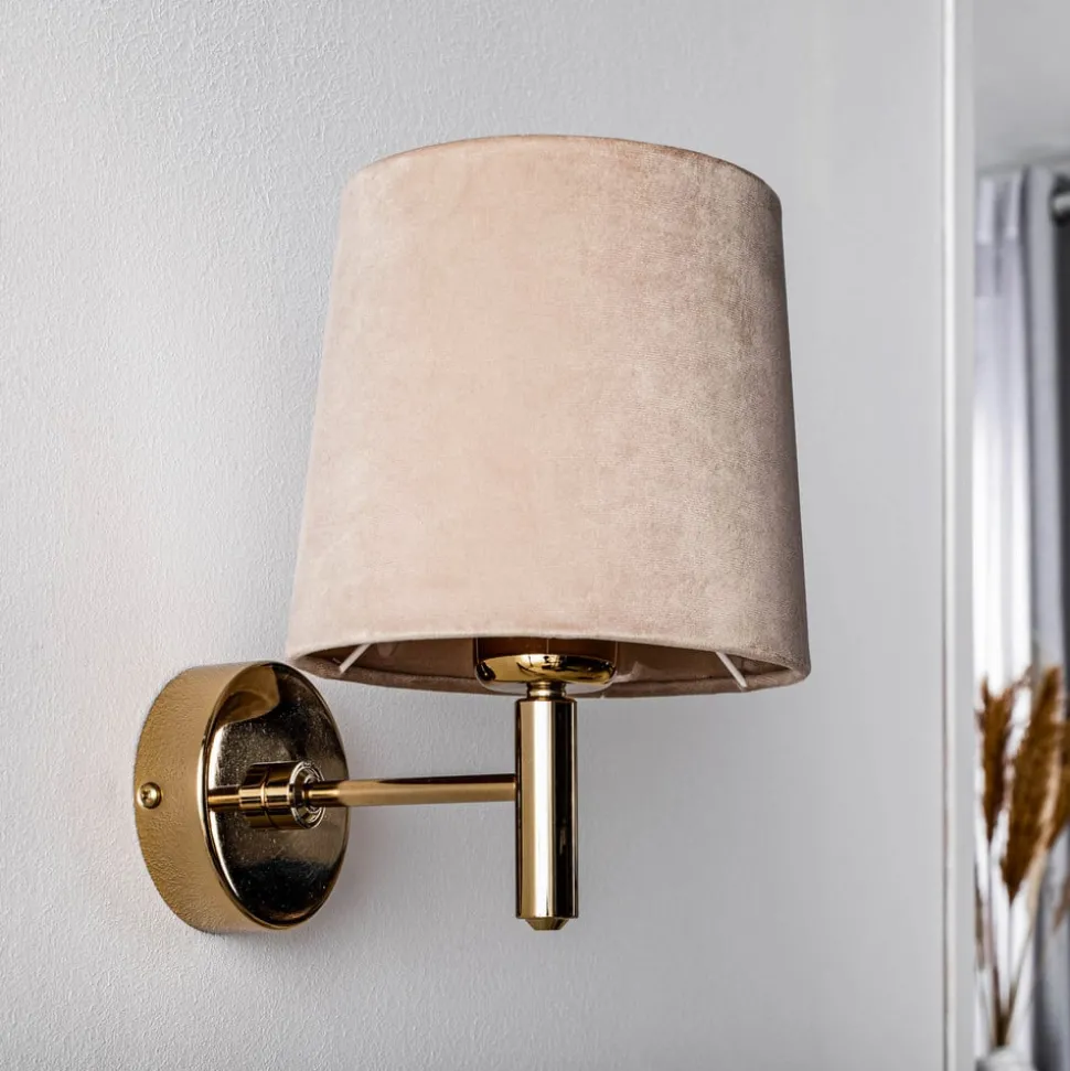 Wandlamp Polo, beige/messing donker