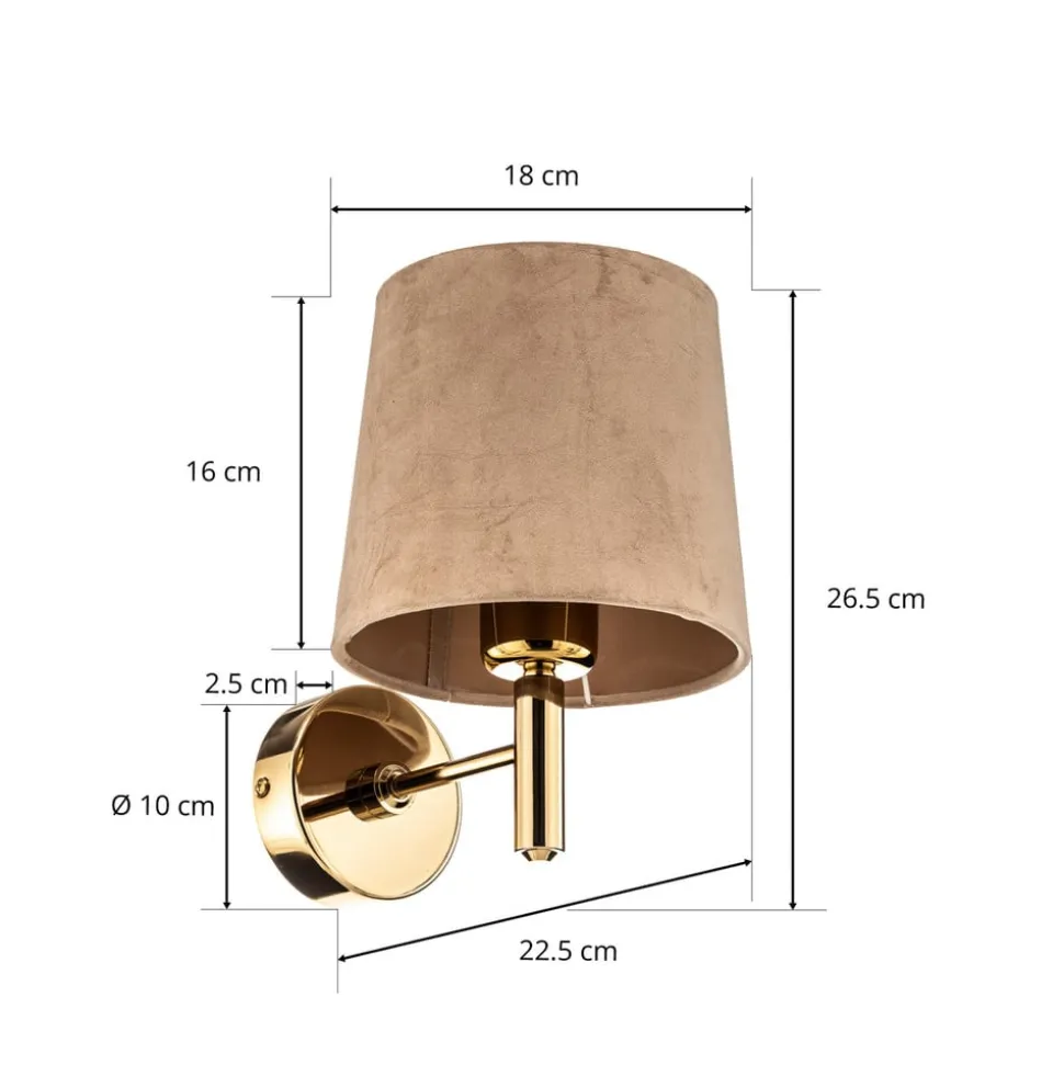 Wandlamp Polo, beige/messing donker