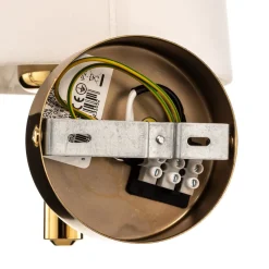 Wandlamp Polo Plus textiel kap, messing/crème