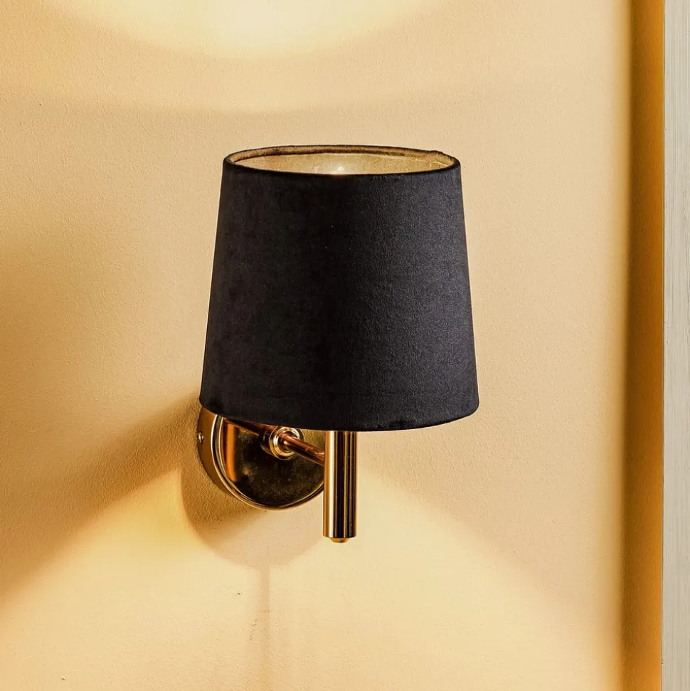 Wandlamp Polo, zwart/donker messing