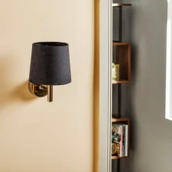 Wandlamp Polo, zwart/donker messing