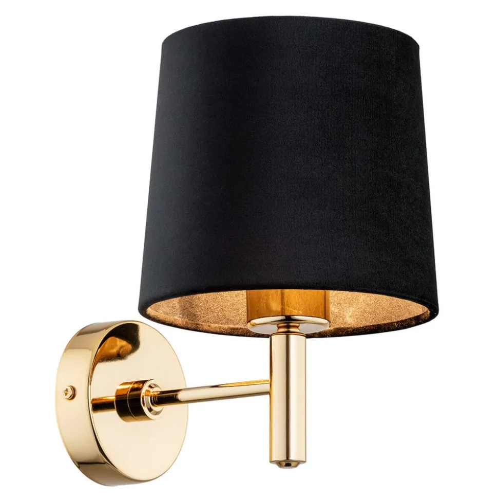 Wandlamp Polo, zwart/donker messing