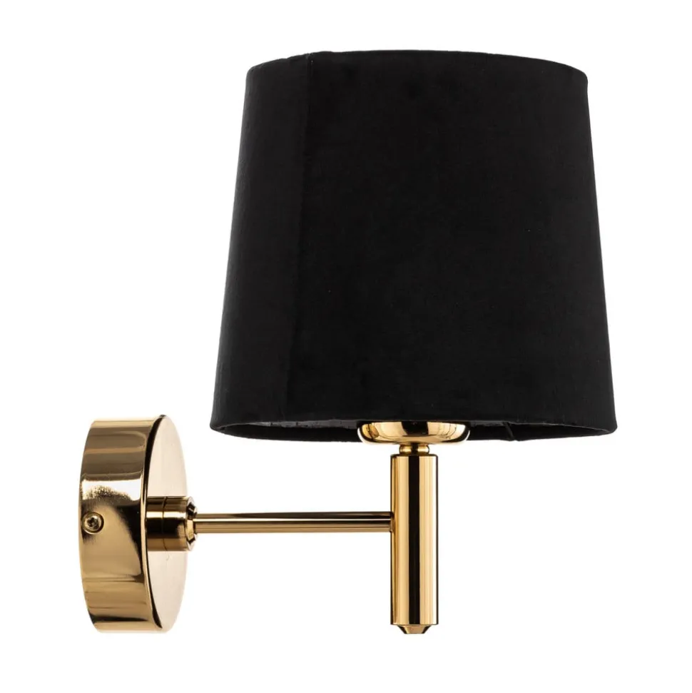 Wandlamp Polo, zwart/donker messing