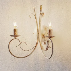 Wandlamp Pompei, 2-lamps, antiek wit