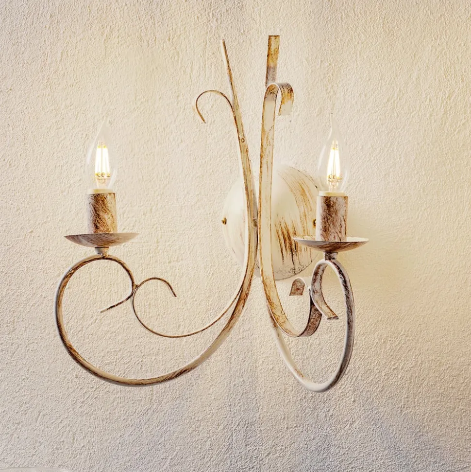 Wandlamp Pompei, 2-lamps, antiek wit