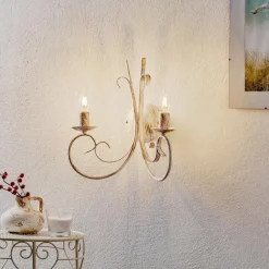 Wandlamp Pompei, 2-lamps, antiek wit