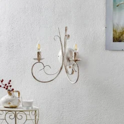 Wandlamp Pompei, 2-lamps, antiek wit