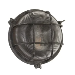 Wandlamp Porto, rond, zwart-zilver