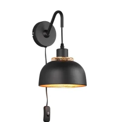 Wandlamp Punch schakelaar en stekker, zwart/goud