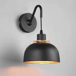 Wandlamp Punch schakelaar en stekker, zwart/goud