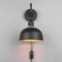 Wandlamp Punch schakelaar en stekker, zwart/goud