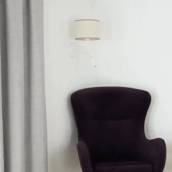 Wandlamp Roller, katoen ruw wit, wit, met leeslampje