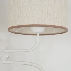 Wandlamp Roller, katoen ruw wit, wit, met leeslampje
