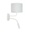 Wandlamp roller, wit, stof, leeslampje