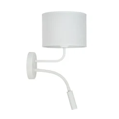 Wandlamp roller, wit, stof, leeslampje