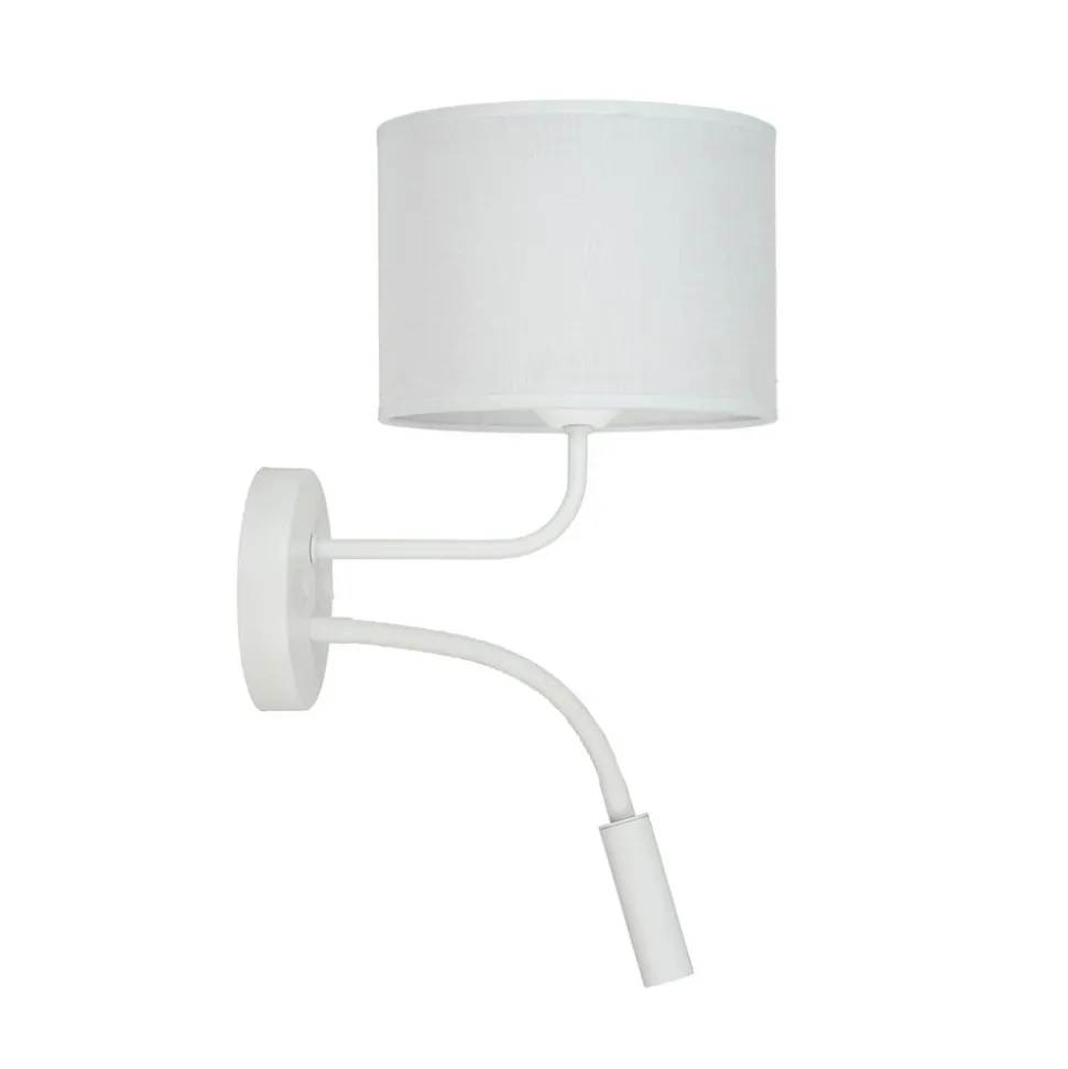 Wandlamp roller, wit, stof, leeslampje