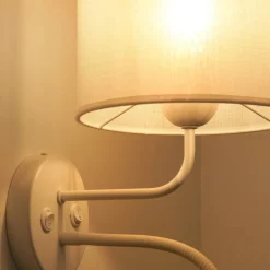 Wandlamp roller, wit, stof, leeslampje