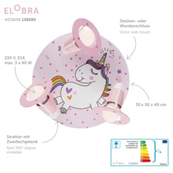 Wandlamp Rondell Eenhoorn Babsy 3-lamps