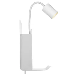 Wandlamp Roomi met legbord en USB, wit