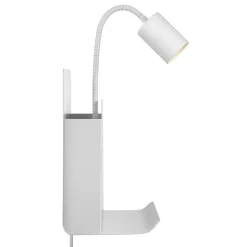 Wandlamp Roomi met legbord en USB, wit
