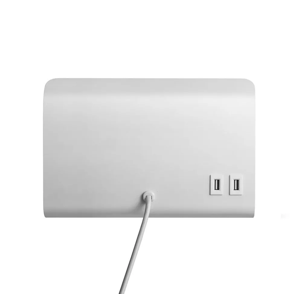 Wandlamp Roomi met legbord en USB, wit