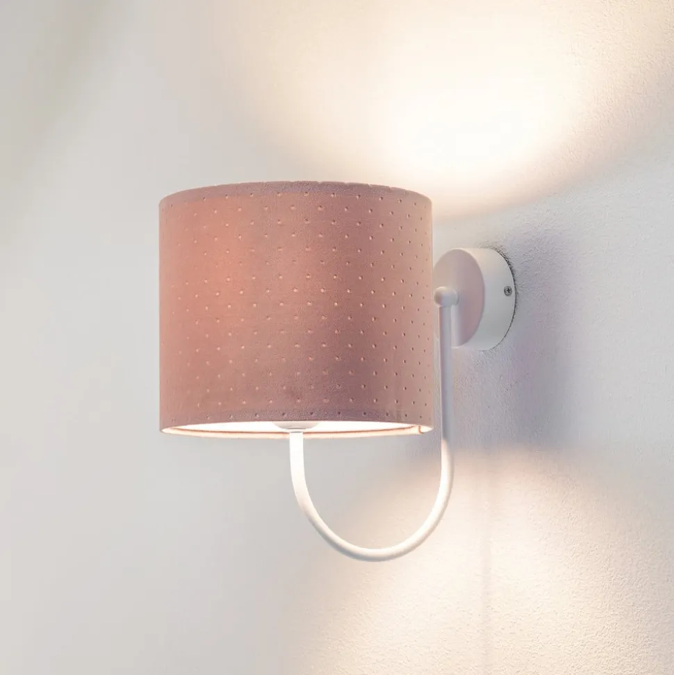 Wandlamp Rosabelle met textiel kap, roze