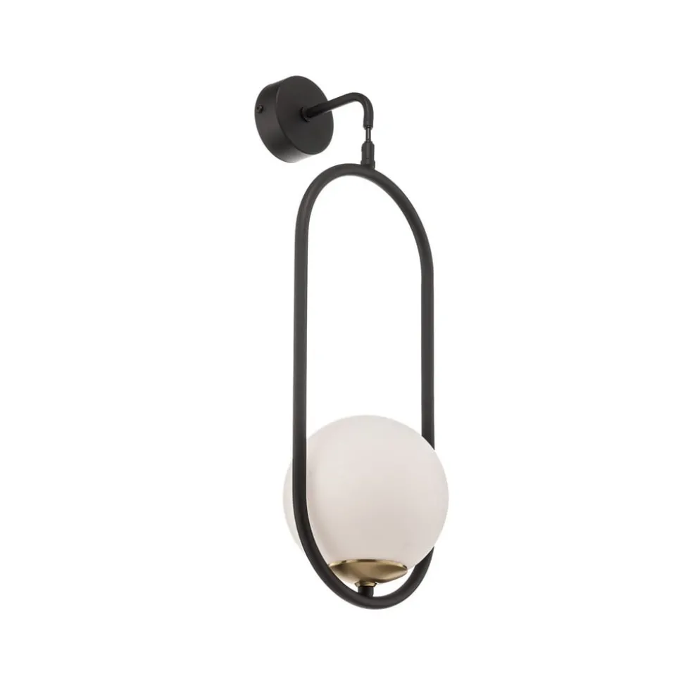 Wandlamp Samba, opaalglas/zwart 1-lamp