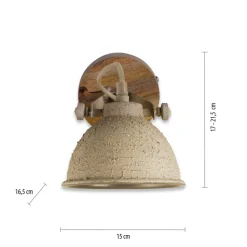 Wandlamp Samia 1-lamp mangohout beige structuur