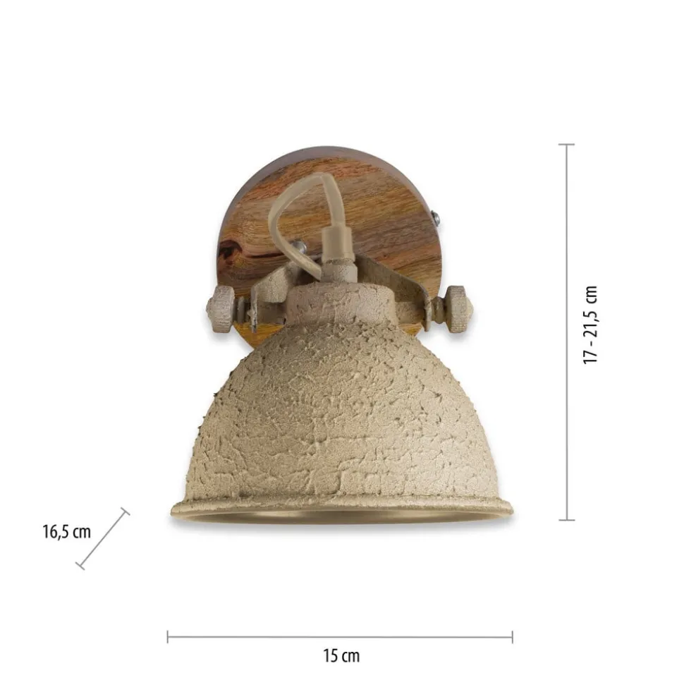 Wandlamp Samia 1-lamp mangohout beige structuur