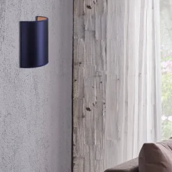 Wandlamp Satin van Atlas, donkerblauw/goud