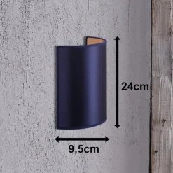 Wandlamp Satin van Atlas, donkerblauw/goud