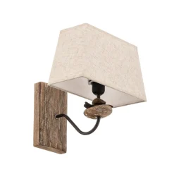 Wandlamp Seregon met steendecor en stoffen kap