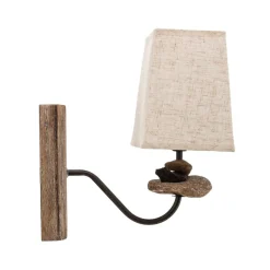 Wandlamp Seregon met steendecor en stoffen kap