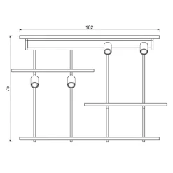 Wandlamp Shelf, zwart, breedte 102 cm, hout, 4-lamps.
