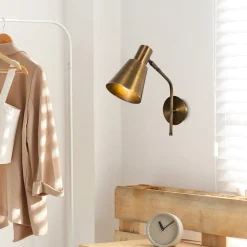 Wandlamp Sivani MR-663, goud antiek, metaal, Ø 15 cm