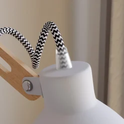 Wandlamp Skansen, houten arm verstelbaar, wit