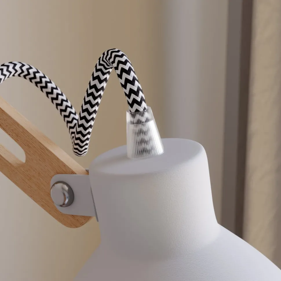 Wandlamp Skansen, houten arm verstelbaar, wit