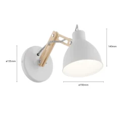 Wandlamp Skansen, houten arm verstelbaar, wit