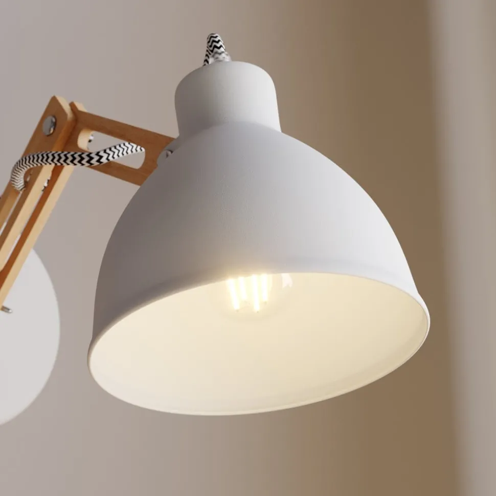 Wandlamp Skansen, houten arm verstelbaar, wit