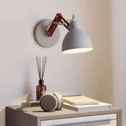 Wandlamp Skansen, houten arm verstelbaar, grijs