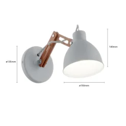 Wandlamp Skansen, houten arm verstelbaar, grijs